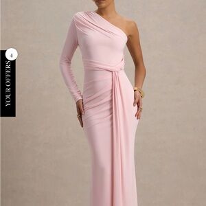 Club L London Soft Pink One-Shoulder Dress